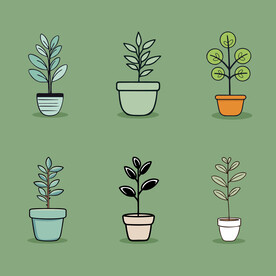 多彩花卉植物卡通绘画儿童插画