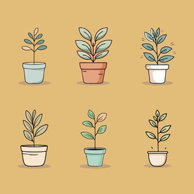 多彩花卉植物卡通绘画儿童插画