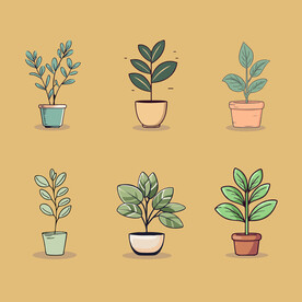 多彩花卉植物卡通绘画儿童插画