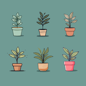 多彩花卉植物卡通绘画儿童插画