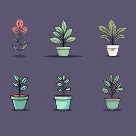 多彩花卉植物卡通绘画儿童插画