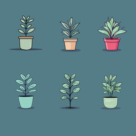 多彩花卉植物卡通绘画儿童插画