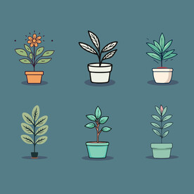 多彩花卉植物卡通绘画儿童插画