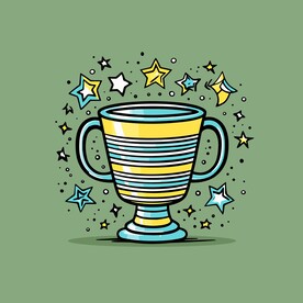 金银铜奖杯卡通绘画儿童插画