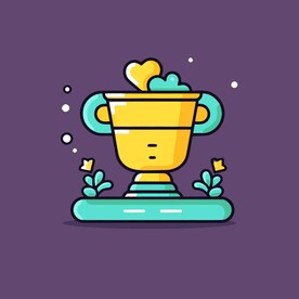 金银铜奖杯卡通绘画儿童插画