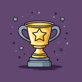 金银铜奖杯卡通绘画儿童插画