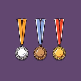 金银铜奖牌卡通绘画儿童插画
