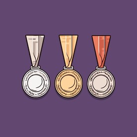金银铜奖牌卡通绘画儿童插画