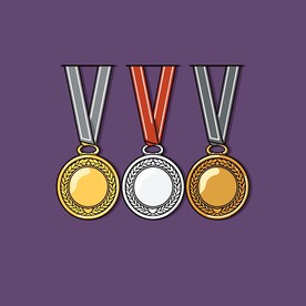 金银铜奖牌卡通绘画儿童插画