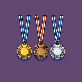 金银铜奖牌卡通绘画儿童插画