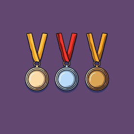 金银铜奖牌卡通绘画儿童插画