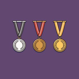 金银铜奖牌卡通绘画儿童插画