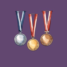 金银铜奖牌卡通绘画儿童插画