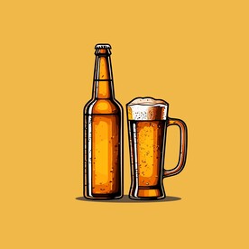 可爱啤酒卡通绘画儿童插画