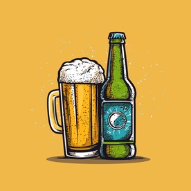 可爱啤酒卡通绘画儿童插画
