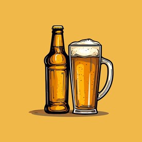 可爱啤酒卡通绘画儿童插画