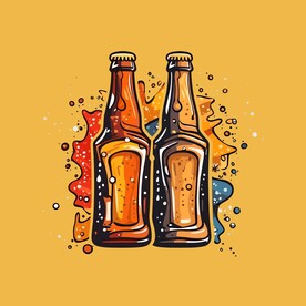 可爱啤酒卡通绘画儿童插画