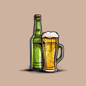 可爱啤酒卡通绘画儿童插画