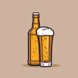 可爱啤酒卡通绘画儿童插画