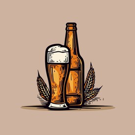 可爱啤酒卡通绘画儿童插画