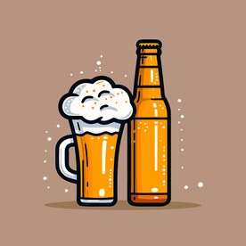 可爱啤酒卡通绘画儿童插画