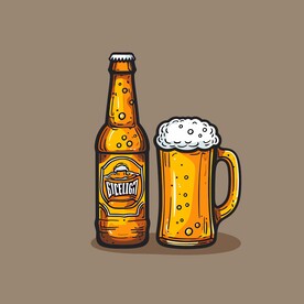 可爱啤酒卡通绘画儿童插画