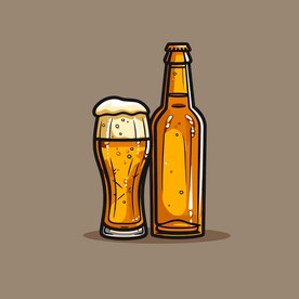 可爱啤酒卡通绘画儿童插画