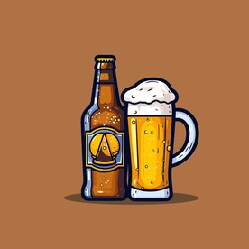 可爱啤酒卡通绘画儿童插画