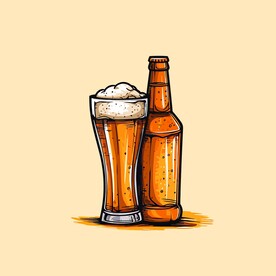 可爱啤酒卡通绘画儿童插画