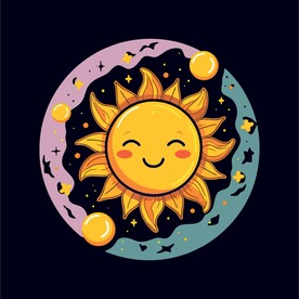 可爱太阳卡通绘画儿童插画