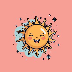 可爱太阳卡通绘画儿童插画