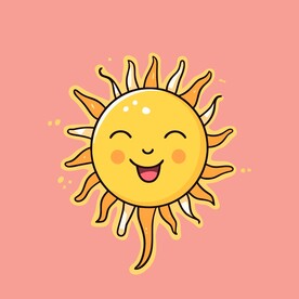 可爱太阳卡通绘画儿童插画