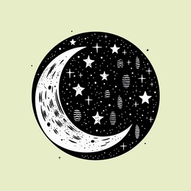 可爱月亮卡通绘画儿童插画