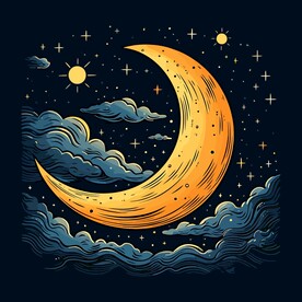 可爱月亮卡通绘画儿童插画