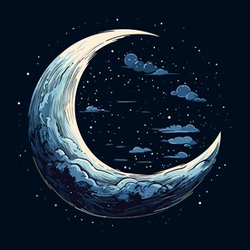 可爱月亮卡通绘画儿童插画