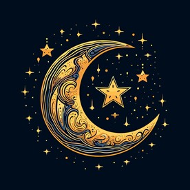 可爱月亮卡通绘画儿童插画