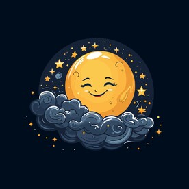 可爱月亮卡通绘画儿童插画