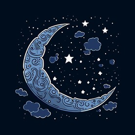 可爱月亮卡通绘画儿童插画