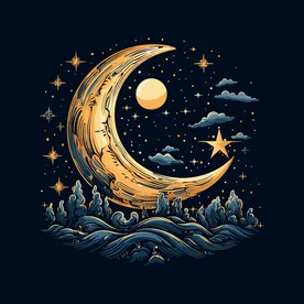 可爱月亮卡通绘画儿童插画