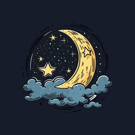 可爱月亮卡通绘画儿童插画