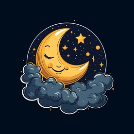 可爱月亮卡通绘画儿童插画