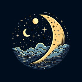 可爱月亮卡通绘画儿童插画