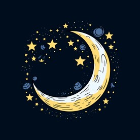 可爱月亮卡通绘画儿童插画