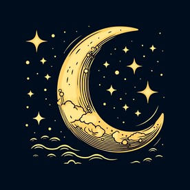 可爱月亮卡通绘画儿童插画