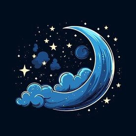 可爱月亮卡通绘画儿童插画