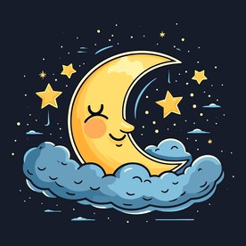 可爱月亮卡通绘画儿童插画