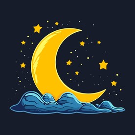 可爱月亮卡通绘画儿童插画