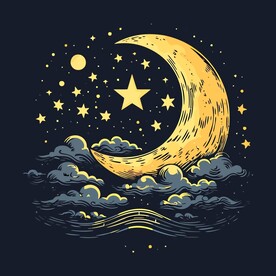 可爱月亮卡通绘画儿童插画