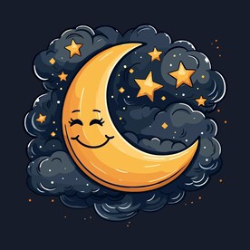 可爱月亮卡通绘画儿童插画