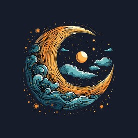 可爱月亮卡通绘画儿童插画